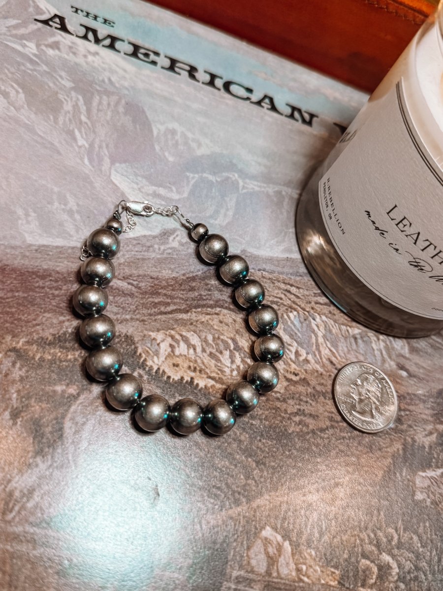 10mm Sterling Silver Pearl Bracelet - Horseshoe J & Co.