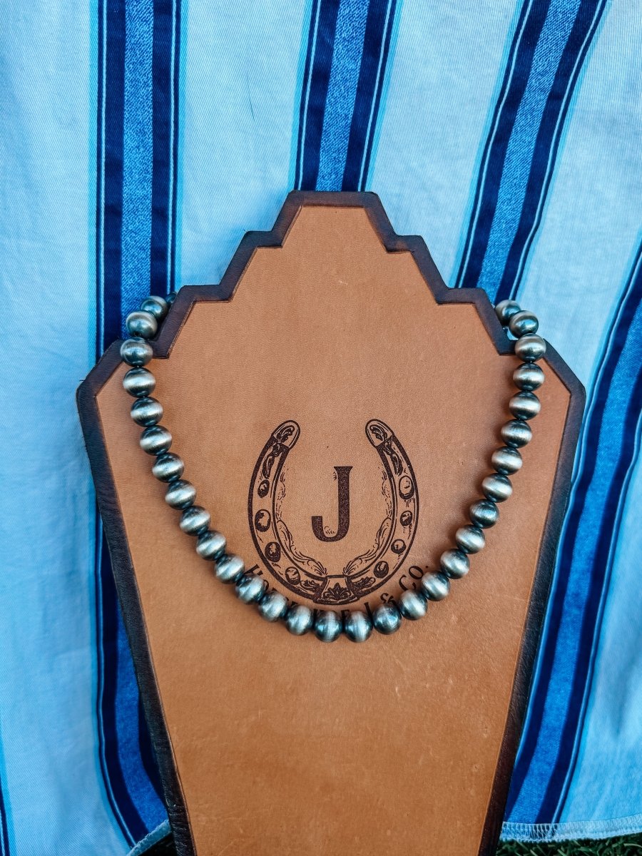 18" 12mm Sterling Silver Pearl Necklace - Horseshoe J & Co.