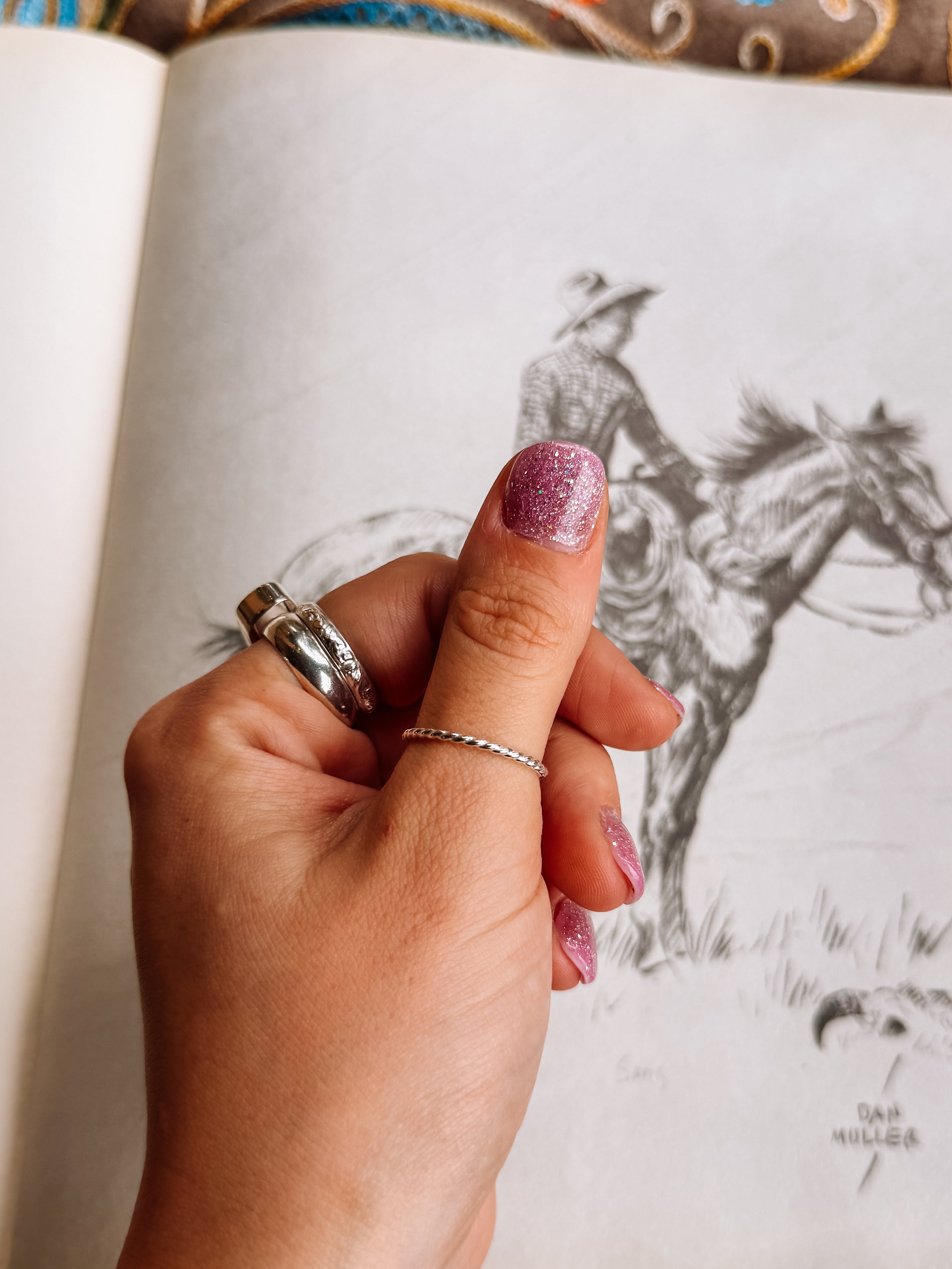 sterling silver twist rope band ring