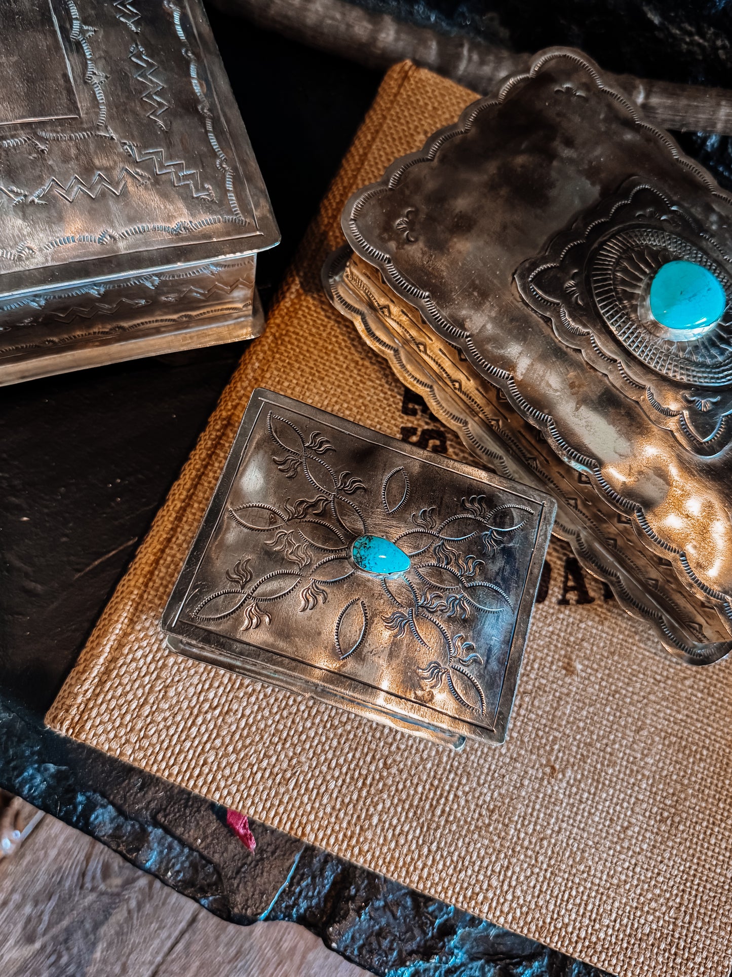 Remington Stamped Box With Turquoise - Small