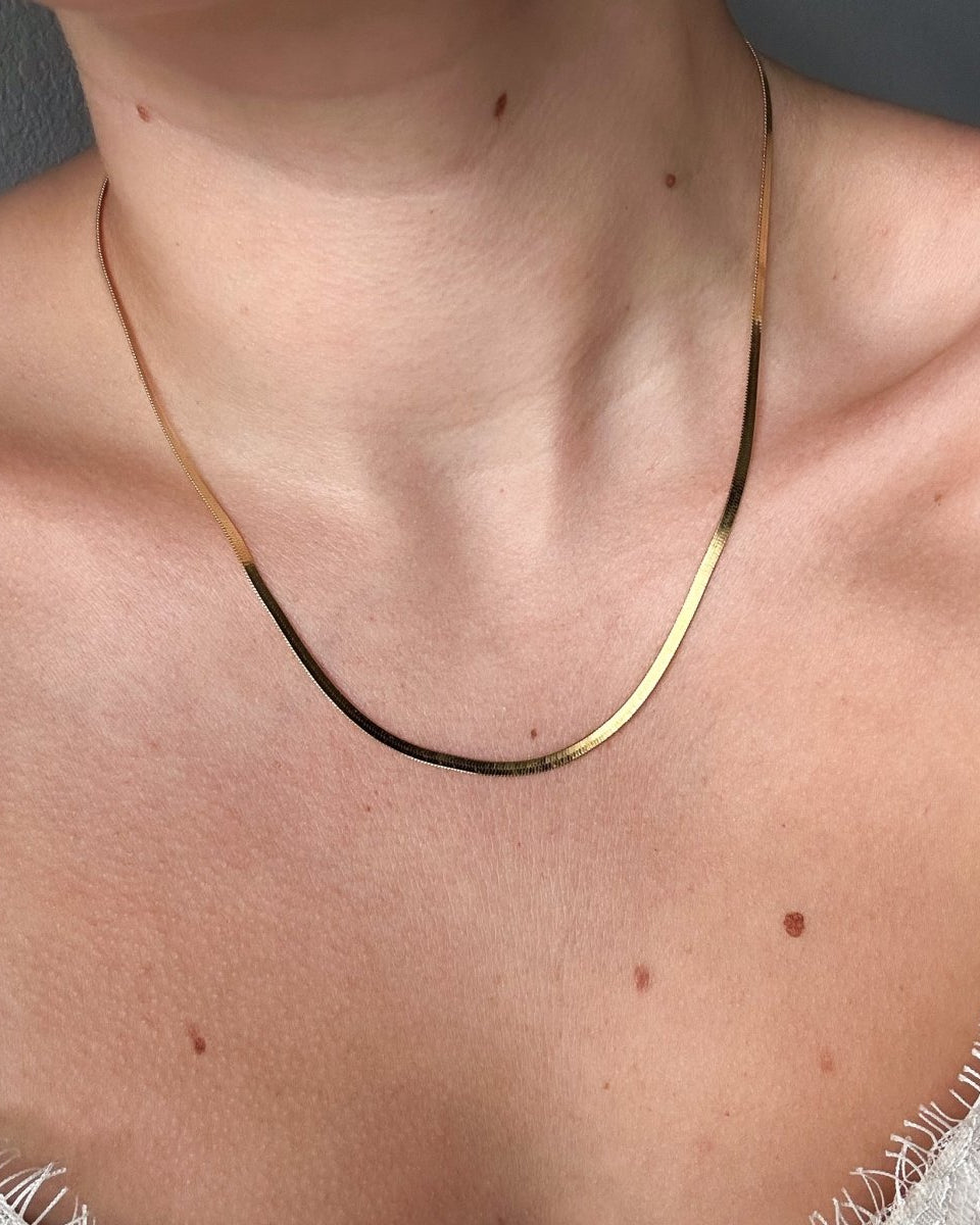 2mm Gold Plated Herringbone Chain - Horseshoe J & Co.
