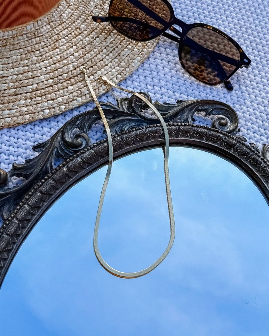 2mm Gold Plated Herringbone Chain - Horseshoe J & Co.