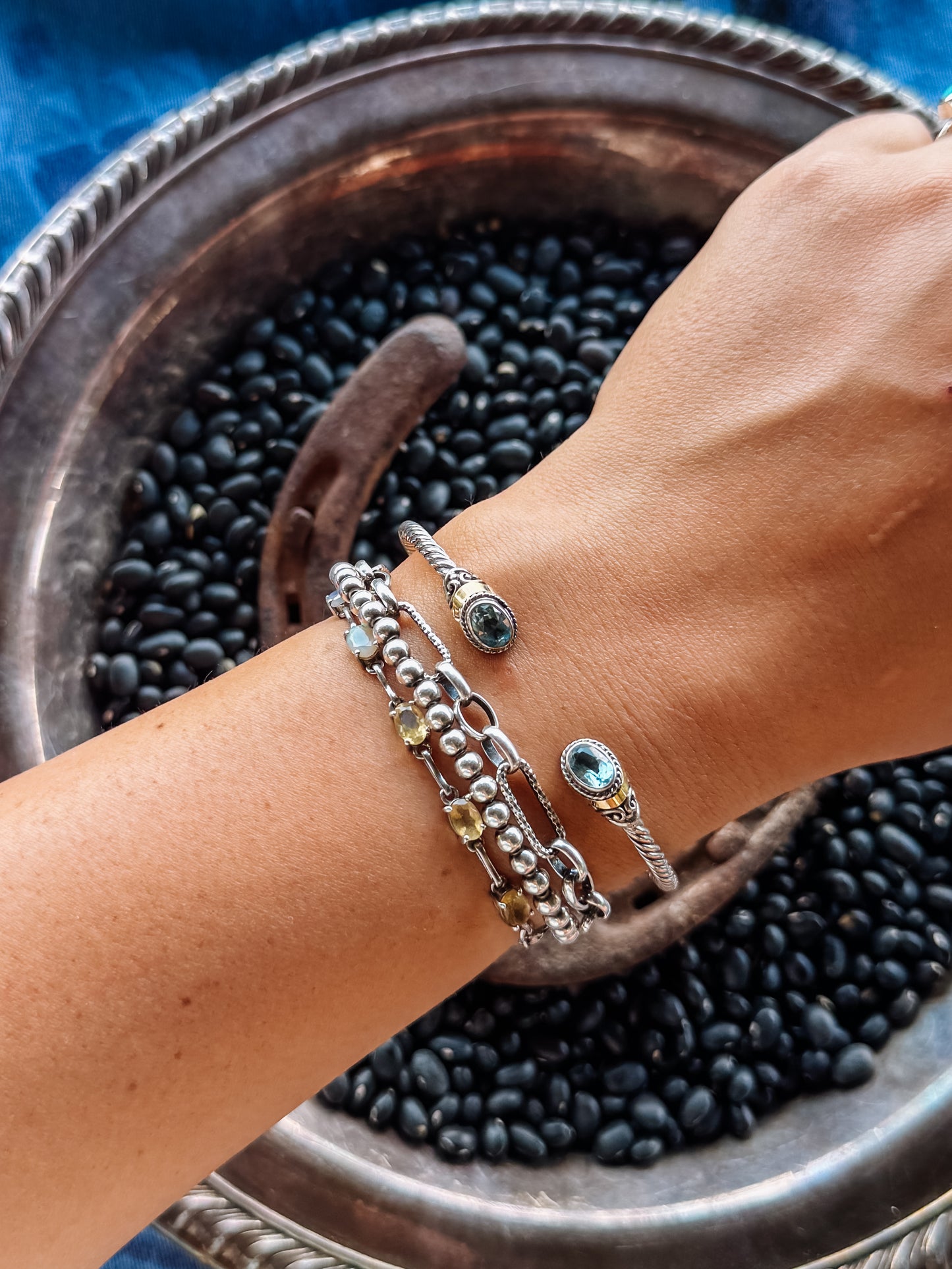 Spiffy Blue Topaz Cable Cuff Bracelet