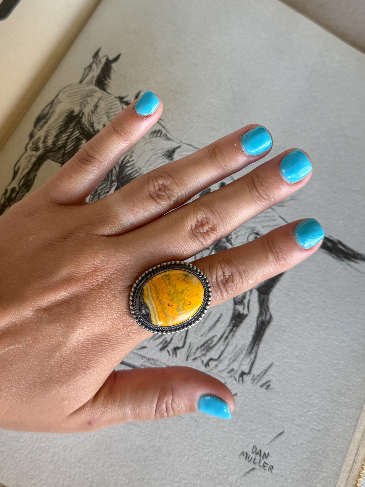 Sunray Adjustable Bumblebee Jasper Ring