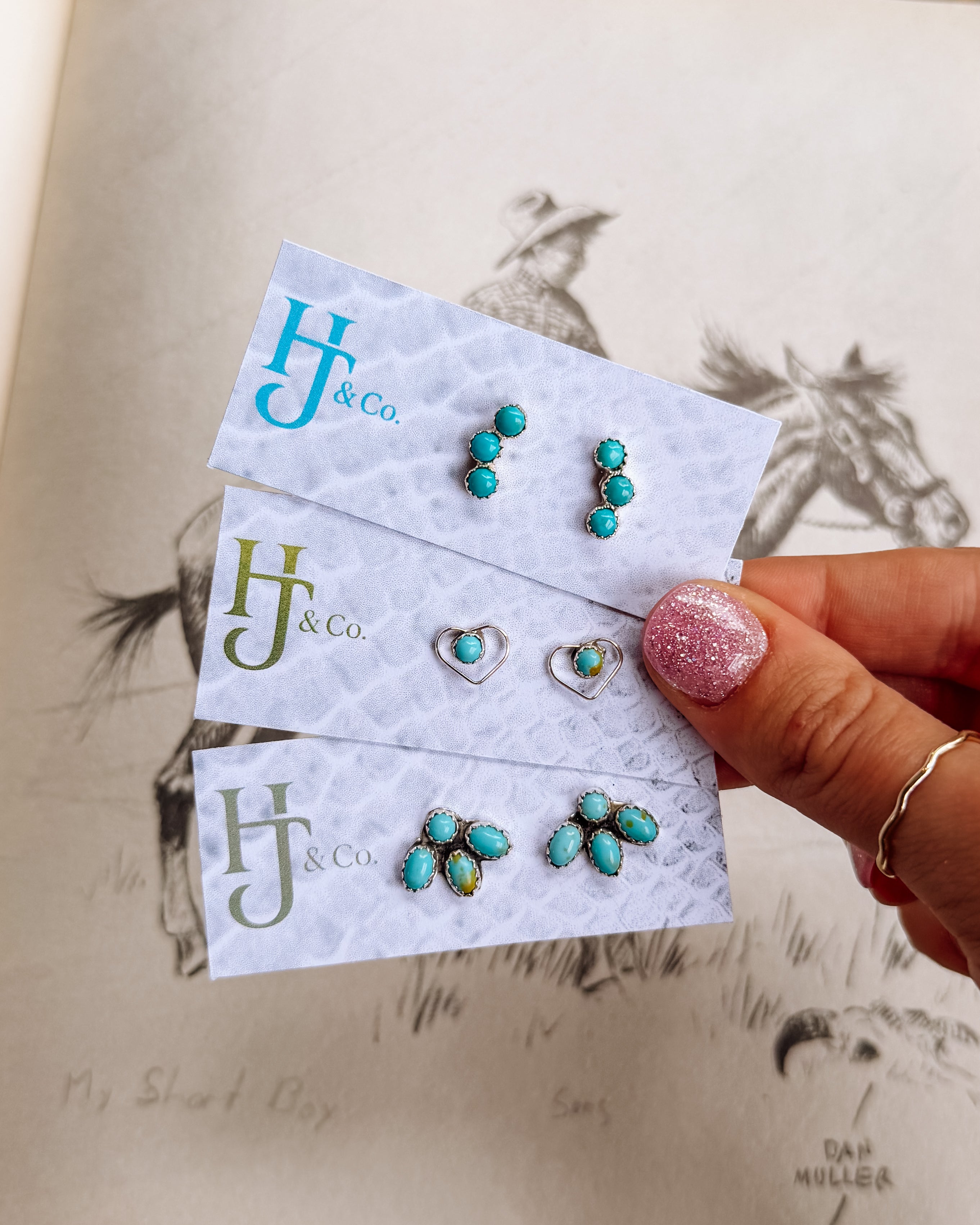 native american made turquoise stud earrings