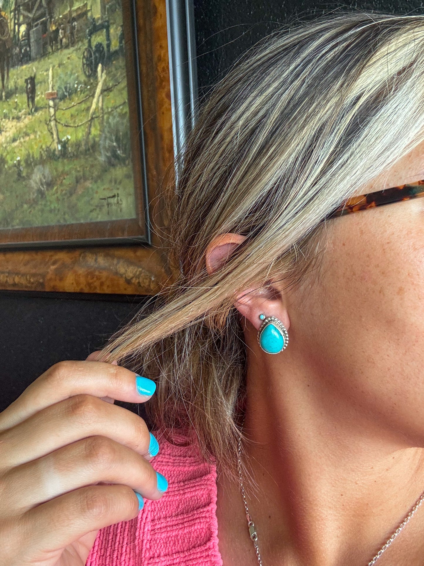 Finefied Turquoise Teardrop Earrings