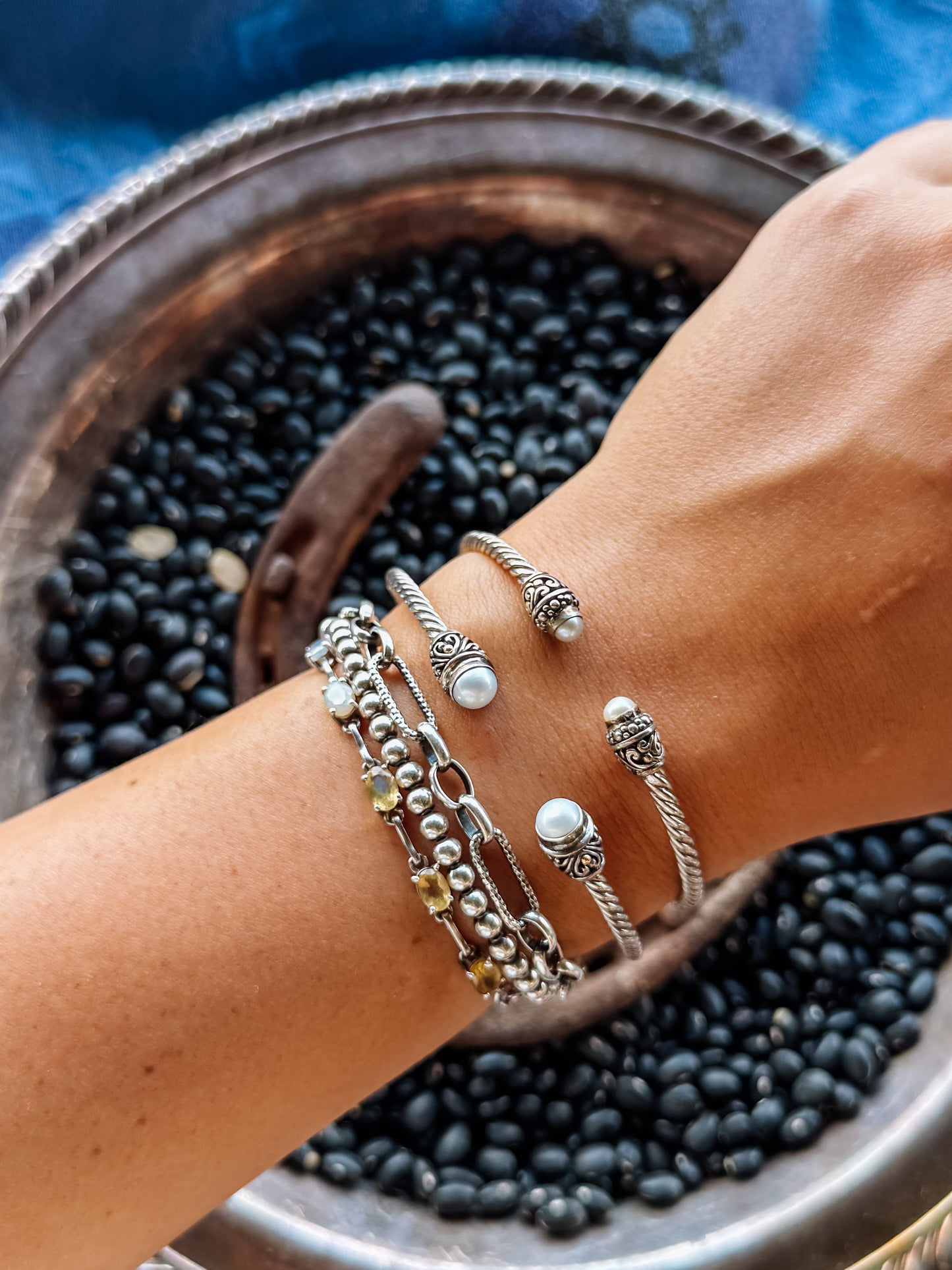 Spiffy Pearl Cable Cuff Bracelet