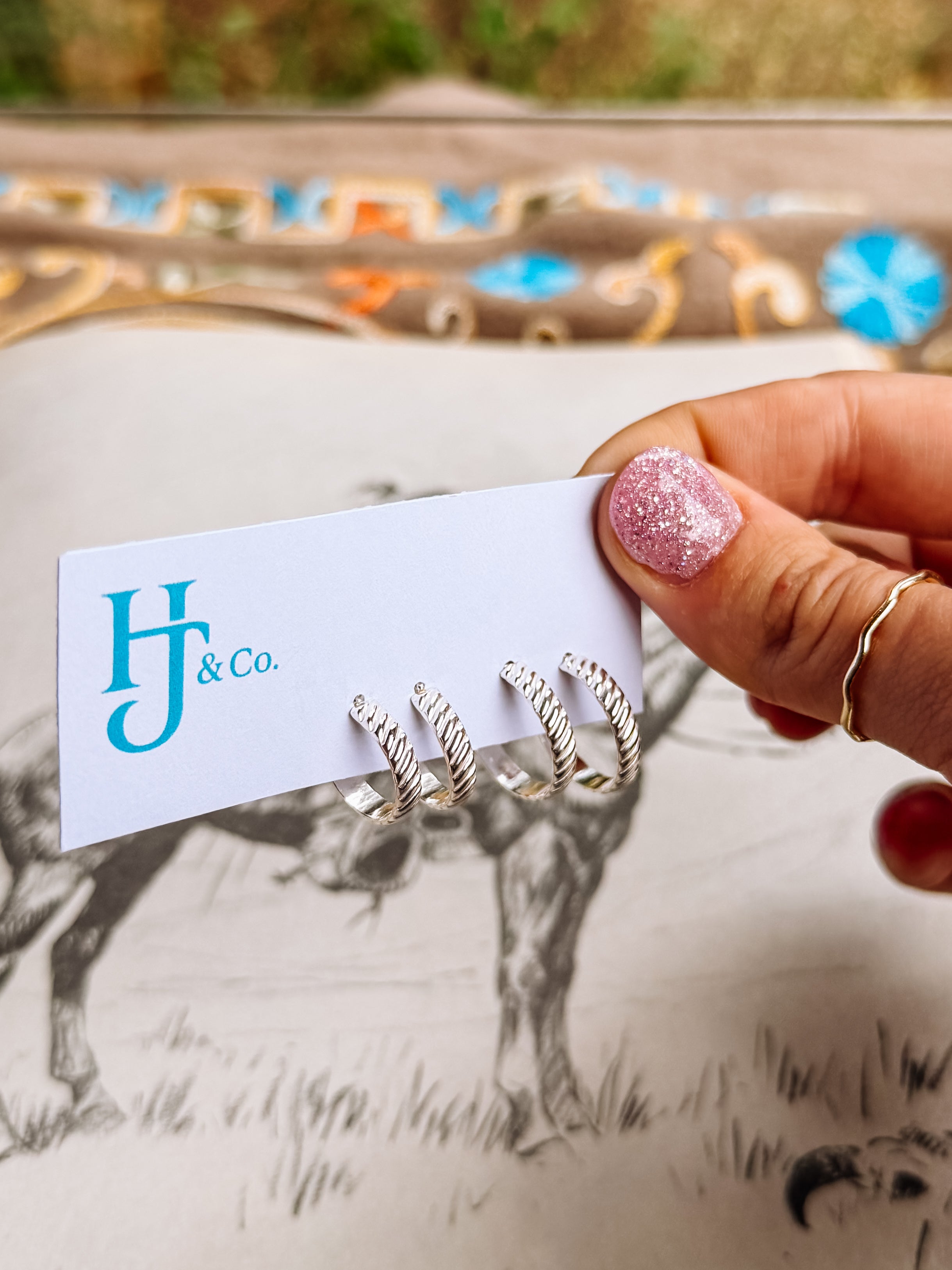 sterling silver striped hoop earrings