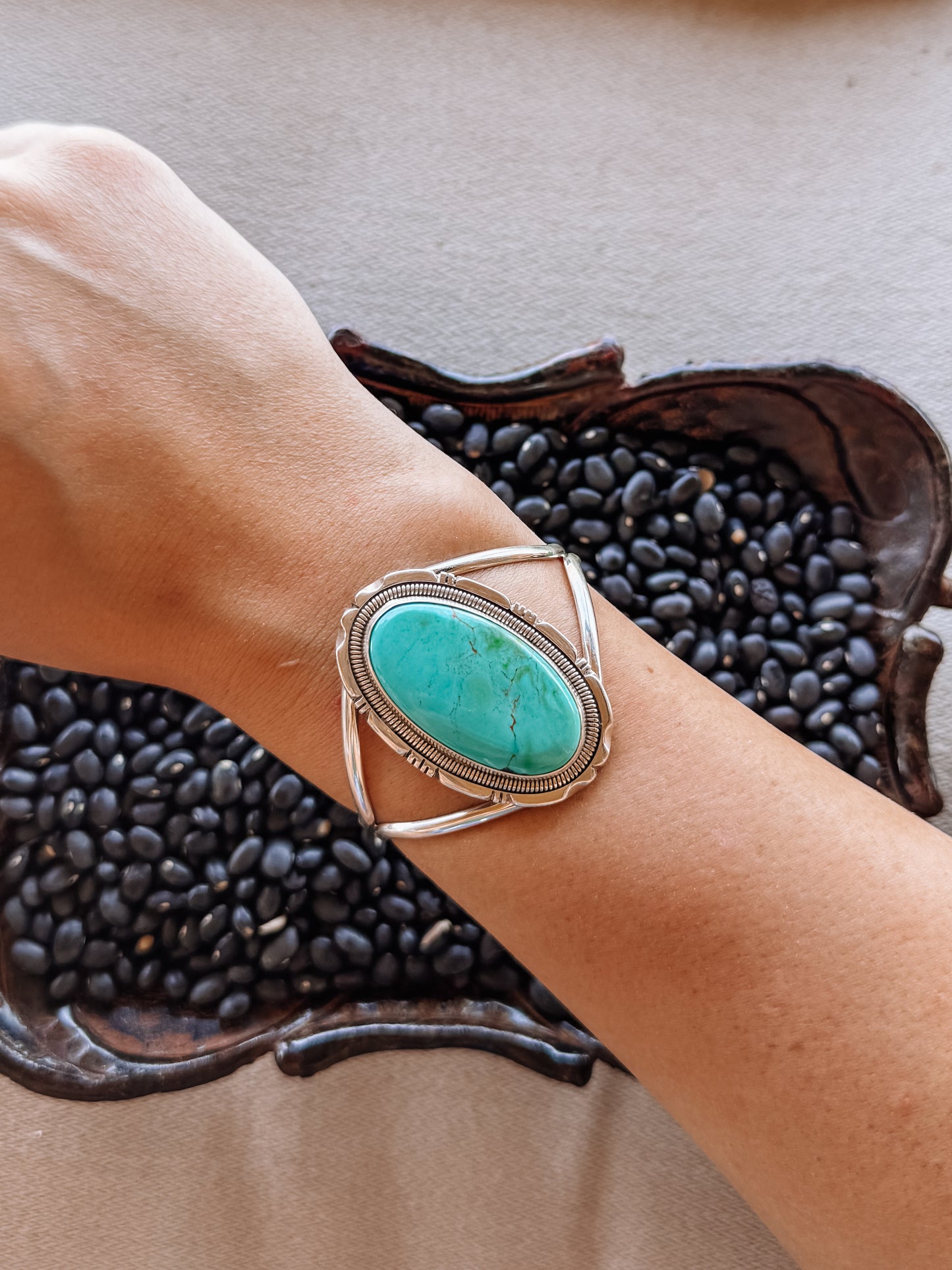 Green Grow the Lilacs Turquoise Cuff Bracelet