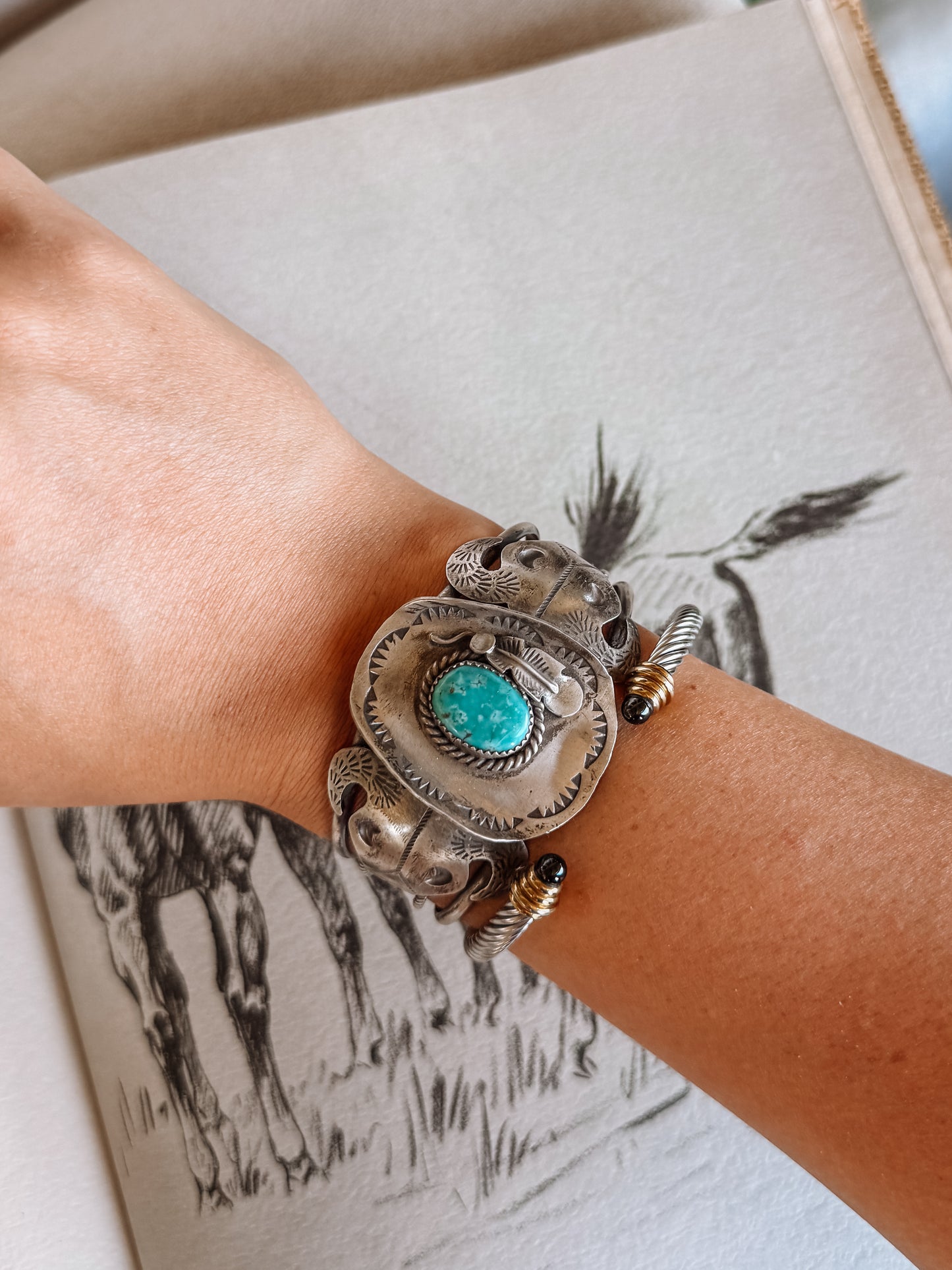 Gallatin Cowboy Hat Turquoise Cuff Bracelet