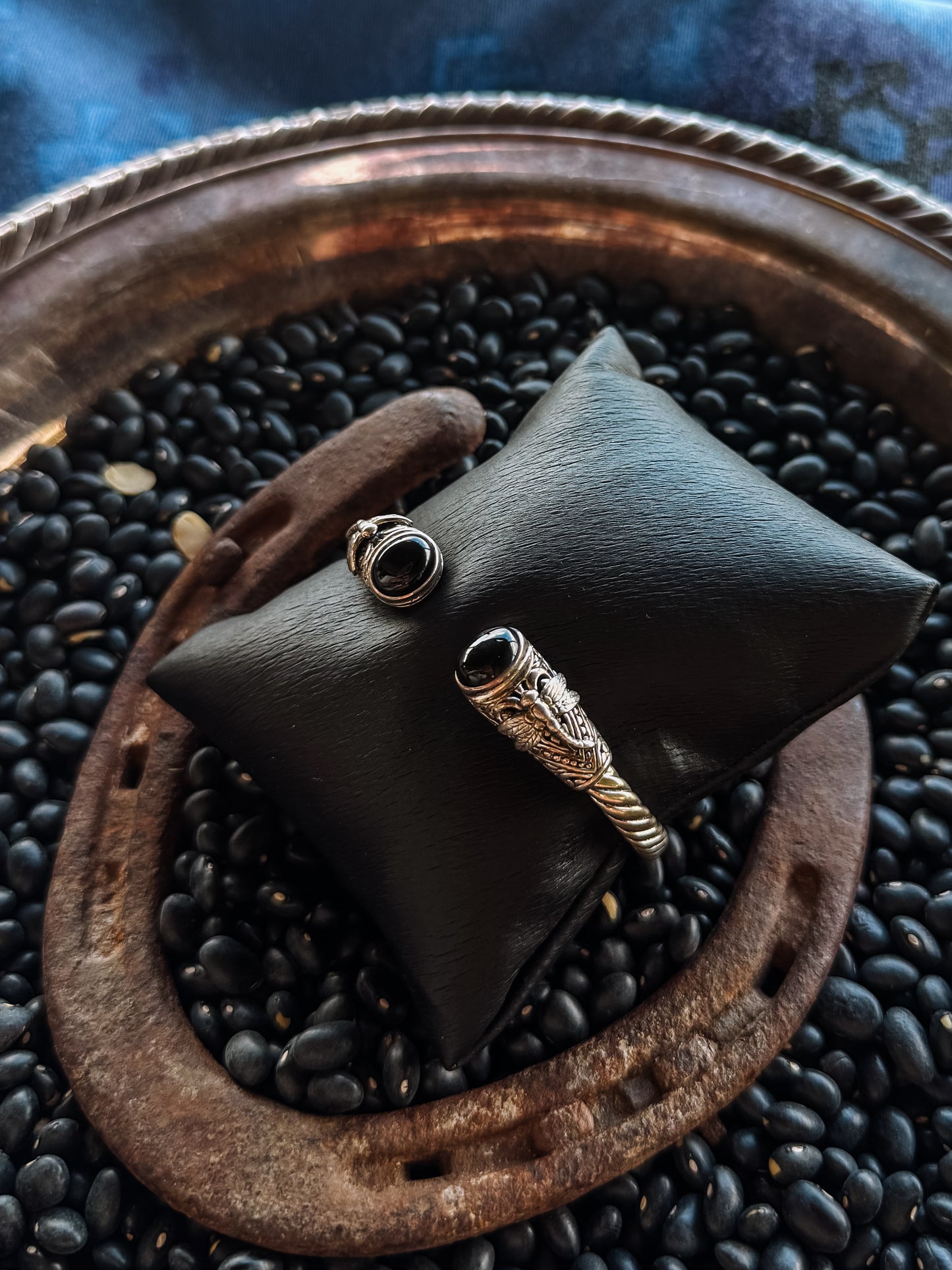 Spiffy Black Onyx Cable Cuff Bracelet