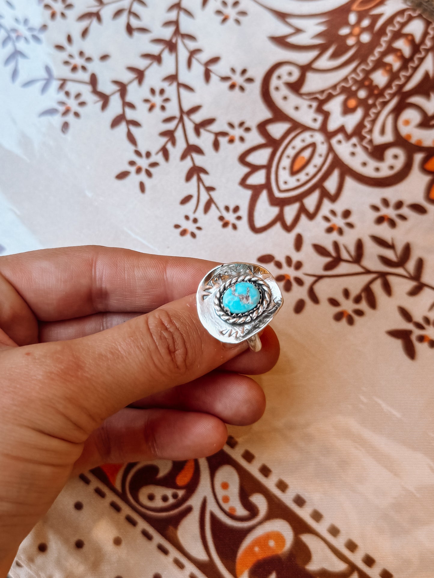 Turquoise Cowboy Hat Ring (Adjustable)