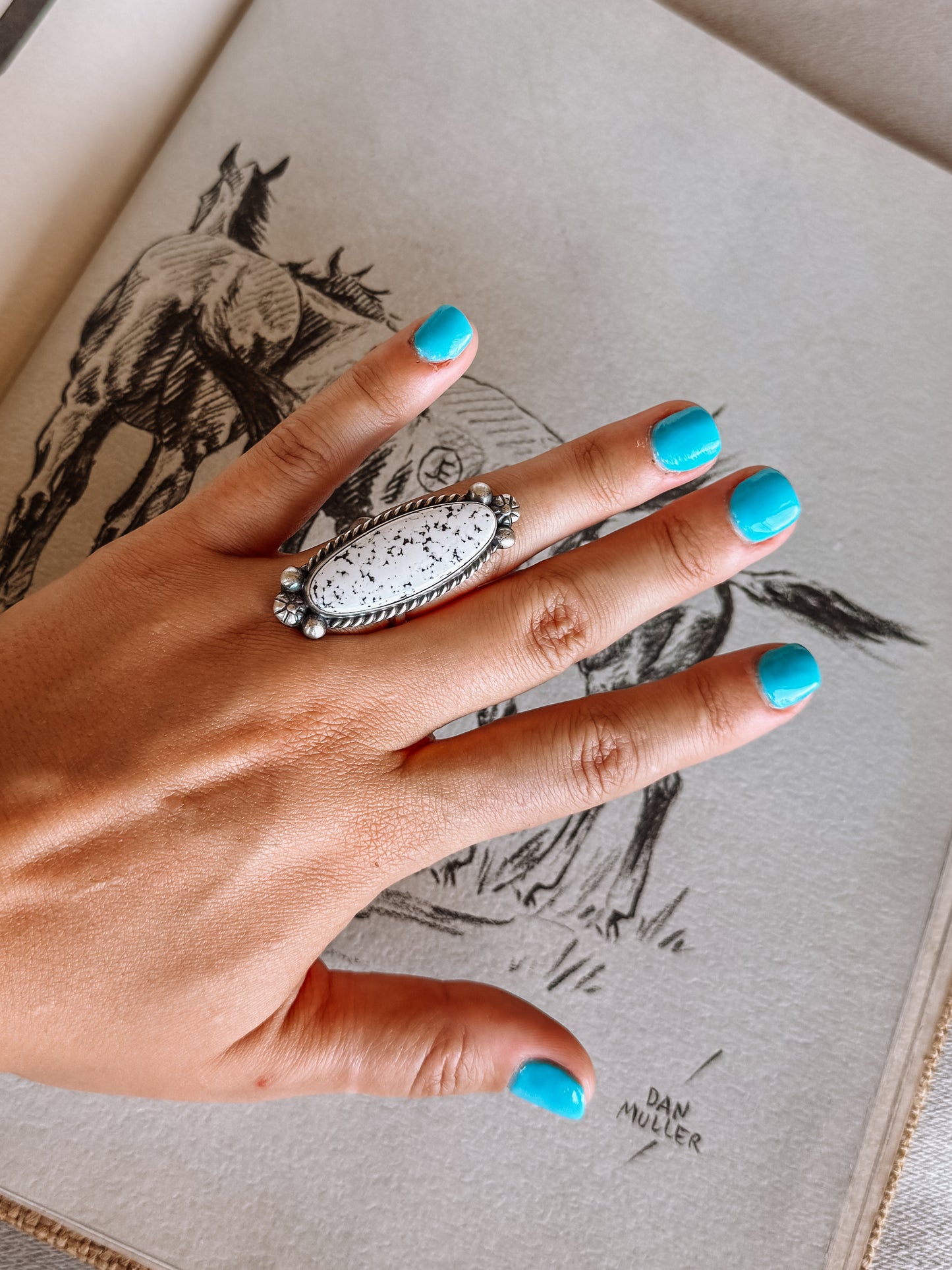 Reklaw Adjustable White Buffalo Ring