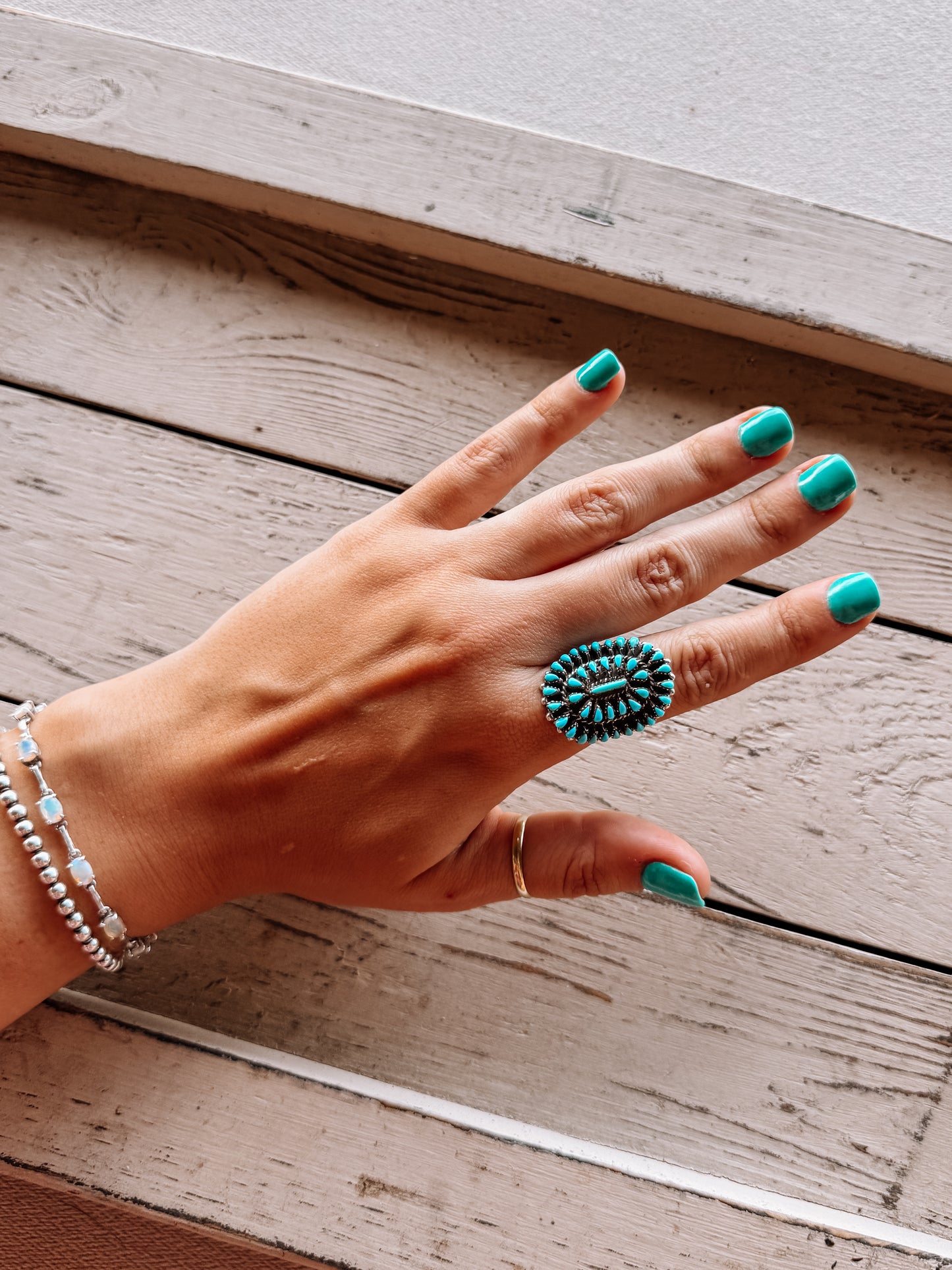 Figgy Puddin' Turquoise Cluster Adjustable Ring