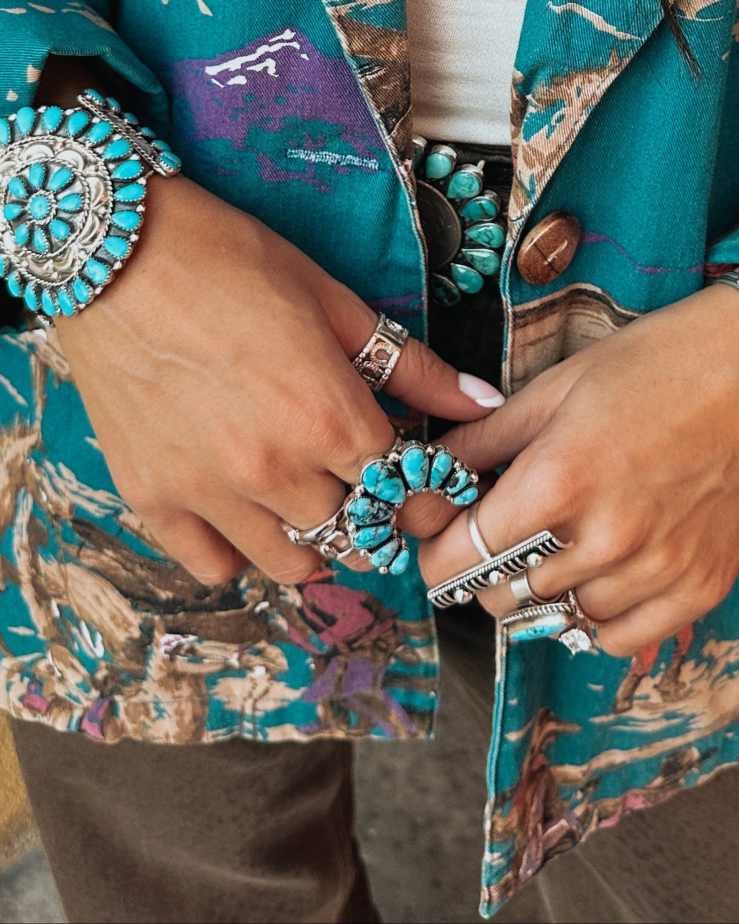 sterling silver and turquoise naja ring