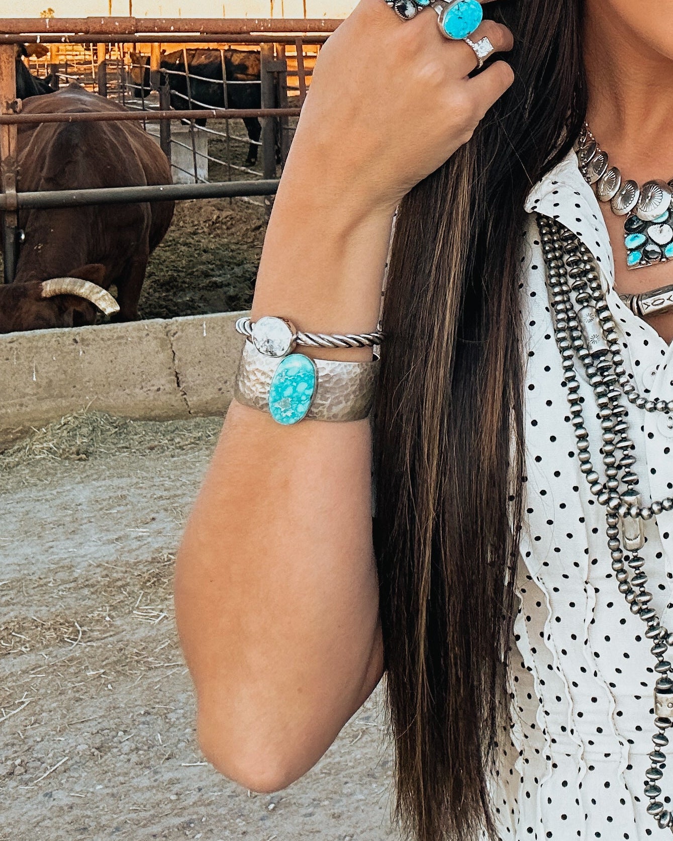 white buffalo cuff bracelet, turquoise statement cuff bracelet