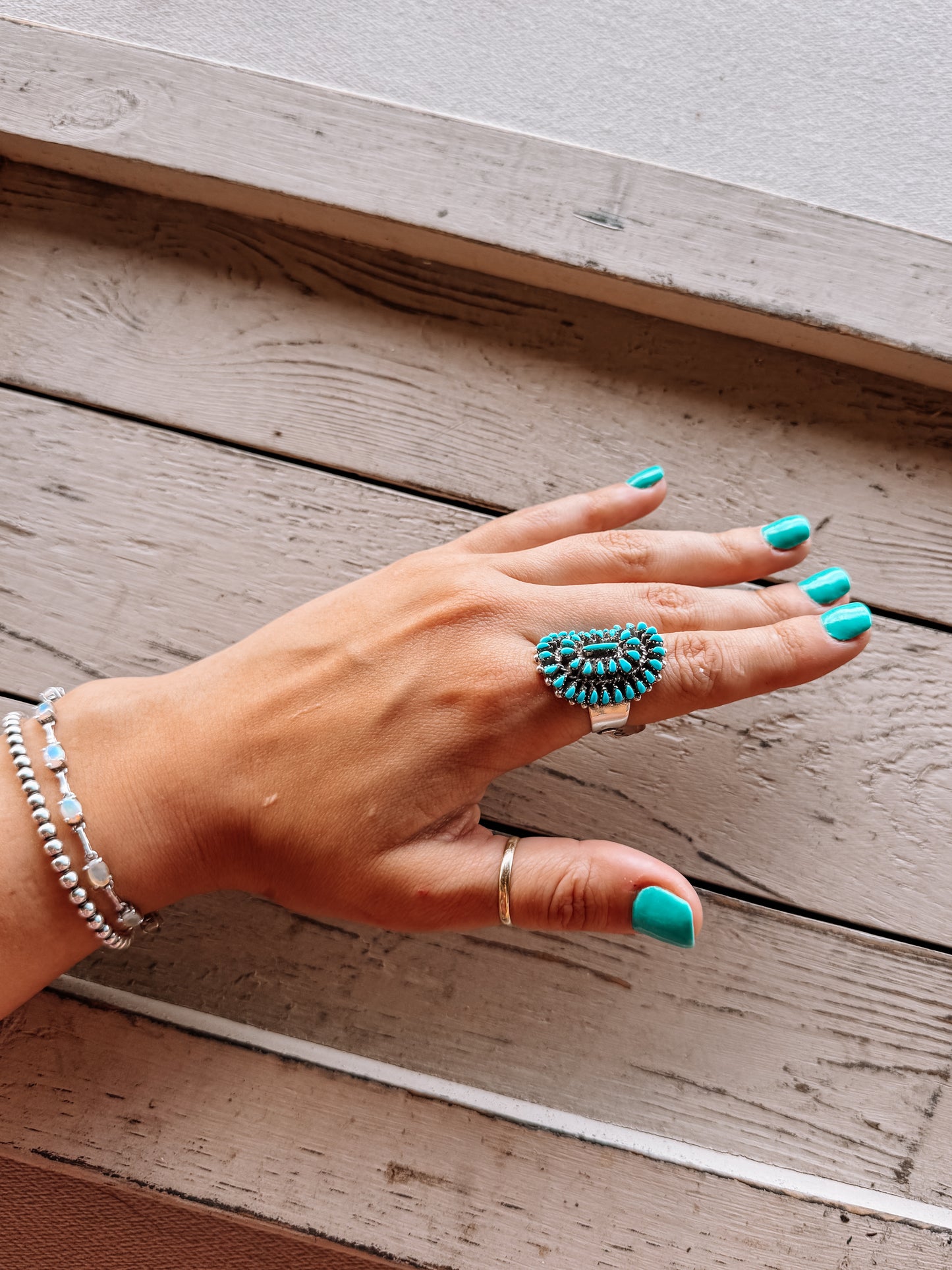 Figgy Puddin' Turquoise Cluster Adjustable Ring