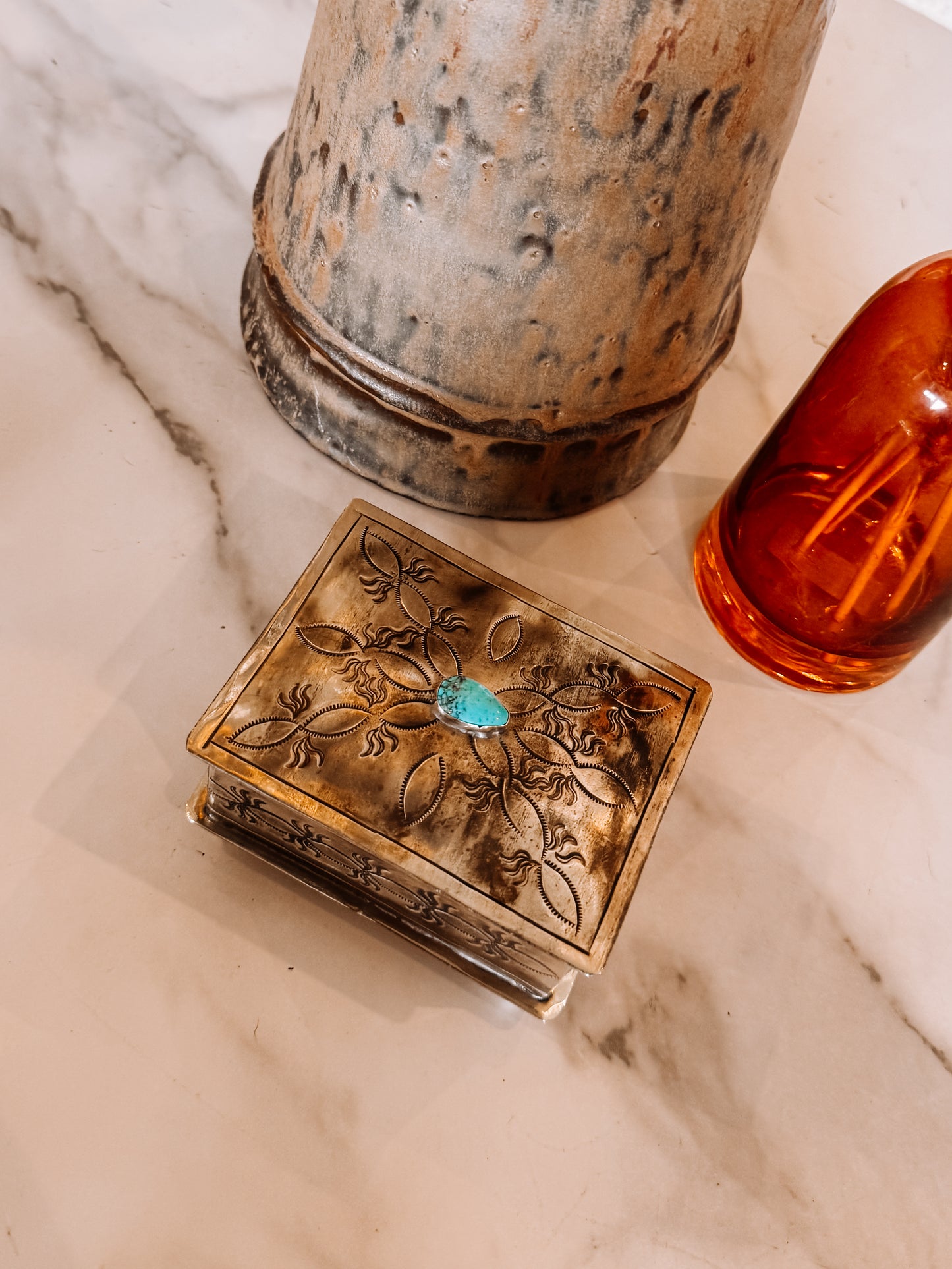 Remington Stamped Box With Turquoise - Small