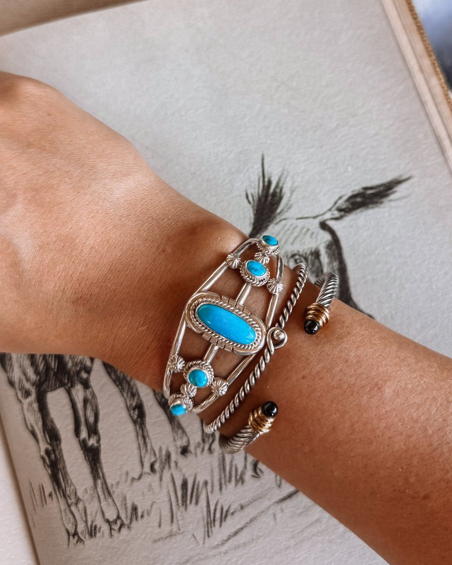 Agua Dulce Turquoise Cuff Bracelet - earrings - Horseshoe J & Co.