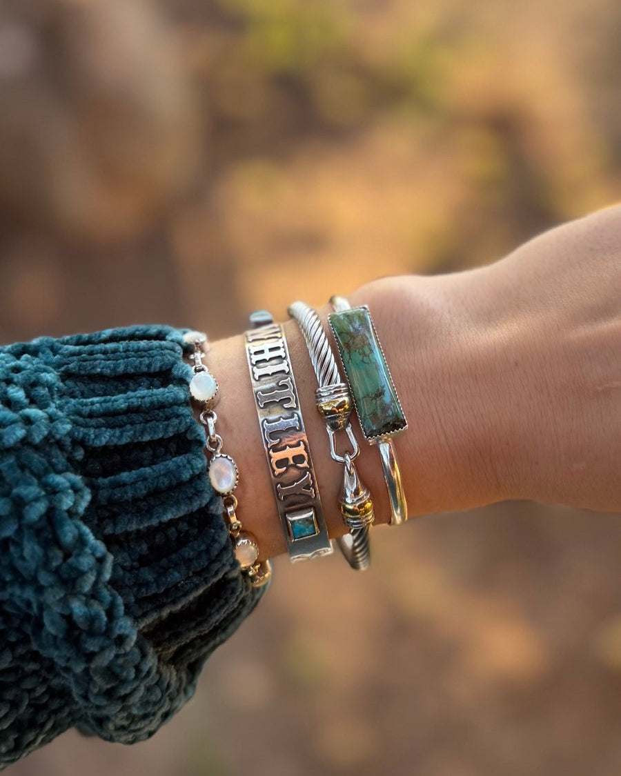 Anthem Horizontal Turquoise Cuff Bracelets - Horseshoe J & Co.