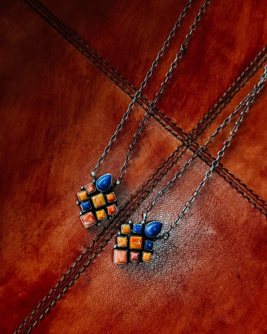 Bond Blue Lapis and Spiny Oyster Necklace - Horseshoe J & Co.