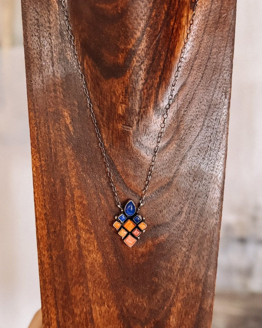 Bond Blue Lapis and Spiny Oyster Necklace - Horseshoe J & Co.