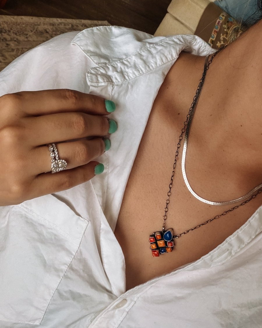 Bond Blue Lapis and Spiny Oyster Necklace - Horseshoe J & Co.