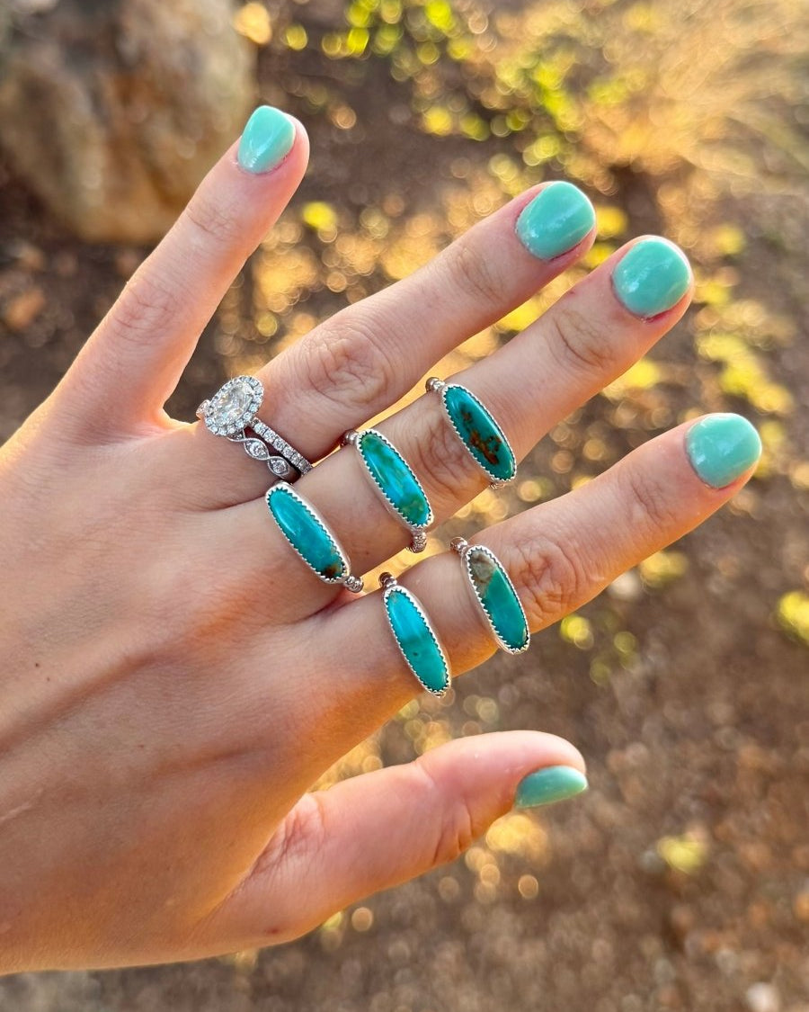 Bouse Royston Turquoise Horizontal Rings - Horseshoe J & Co.