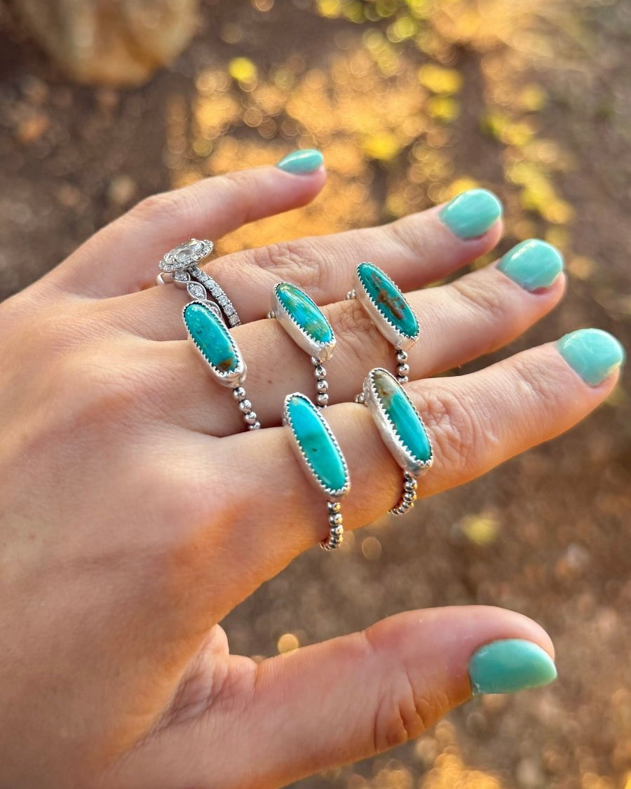 Bouse Royston Turquoise Horizontal Rings - Horseshoe J & Co.