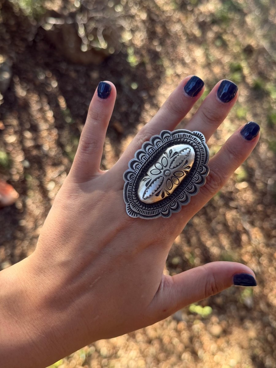 Cascade Concho Adjustable Ring - Horseshoe J & Co.