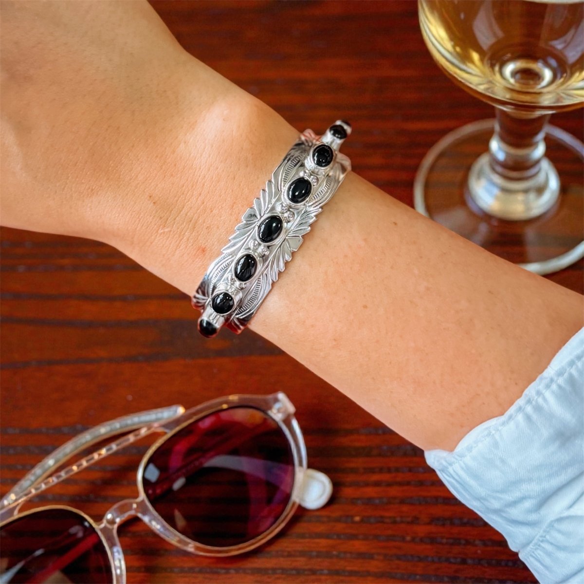 Cochise Black Onyx Cuff Bracelet - Horseshoe J & Co.