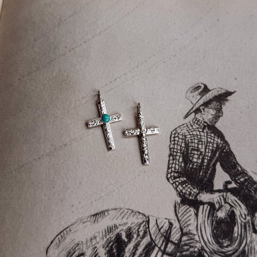 Dodson Vintage Turquoise Cross Necklace Pendant - Horseshoe J & Co.