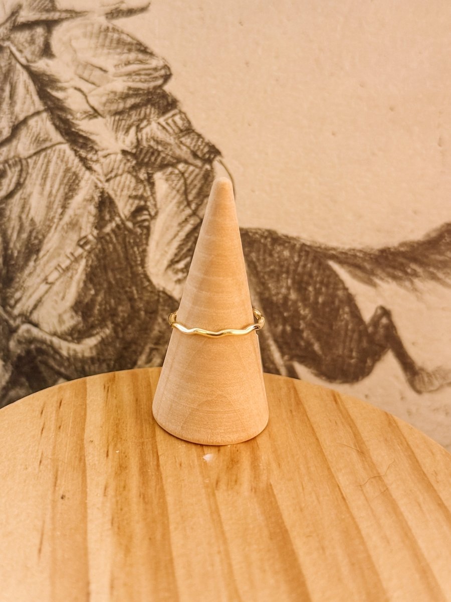 Evant Wavy Stacker Ring - Gold - Horseshoe J & Co.