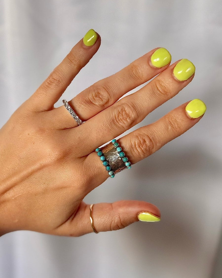 Farson Turquoise Hammered Ring - Horseshoe J & Co.