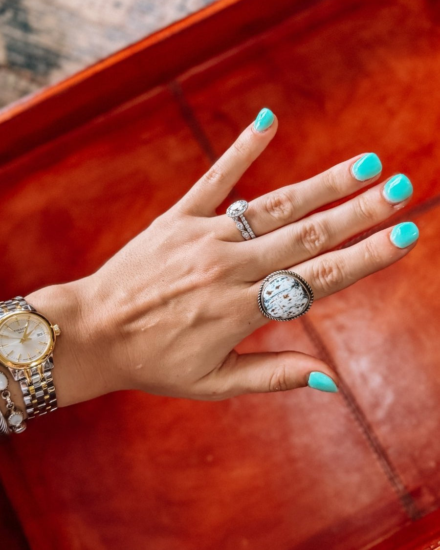 Fredonia White Buffalo Adjustable Ring - Horseshoe J & Co.