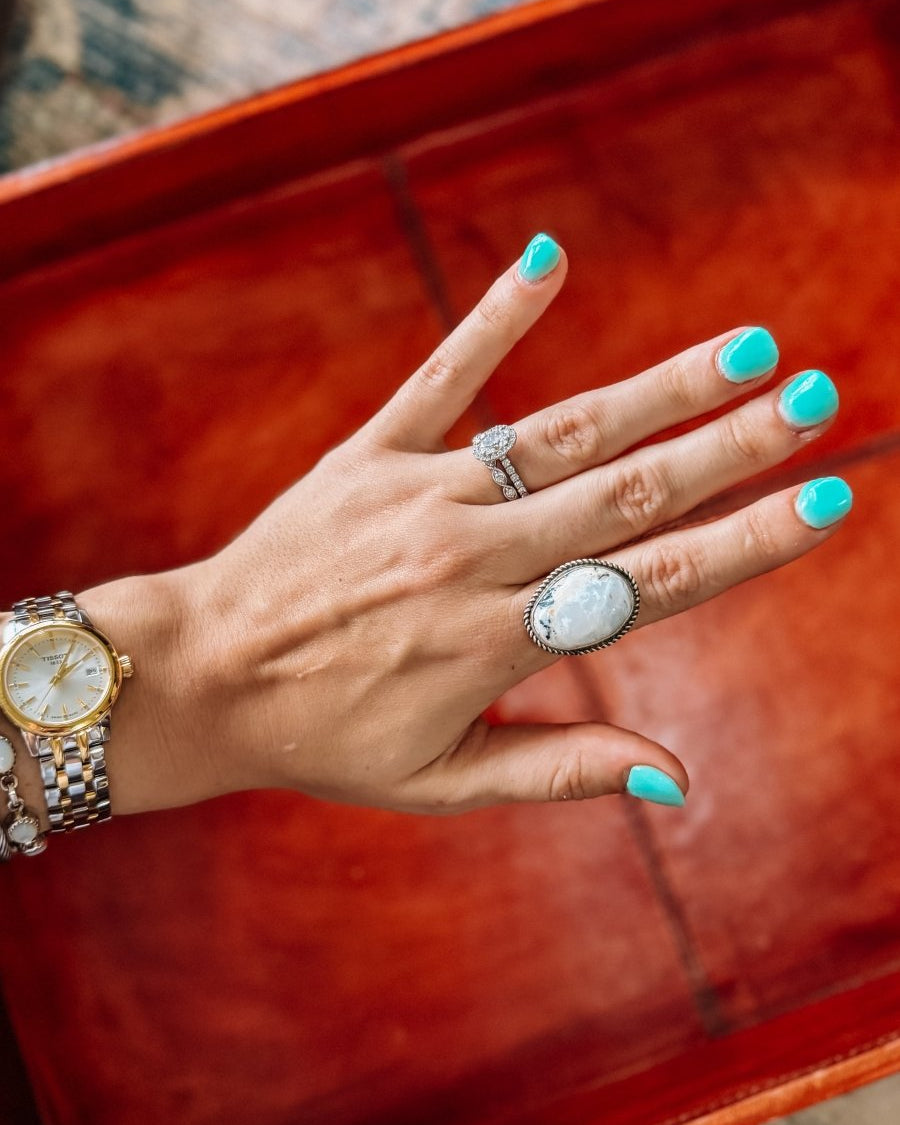 Fredonia White Buffalo Adjustable Ring - Horseshoe J & Co.