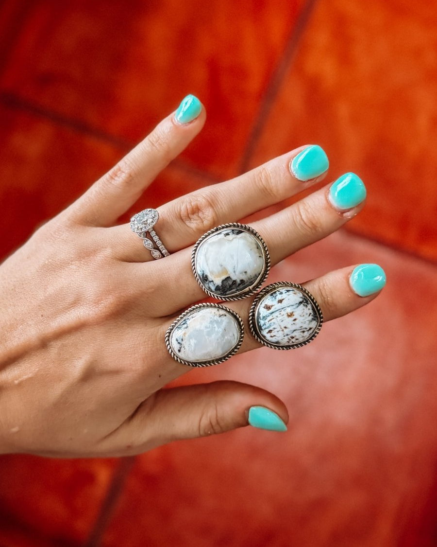 Fredonia White Buffalo Adjustable Ring - Horseshoe J & Co.