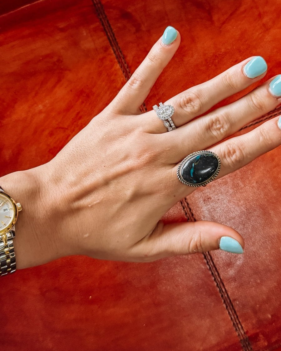 Gadsden Blue Moon Turquoise Adjustable Ring - Horseshoe J & Co.