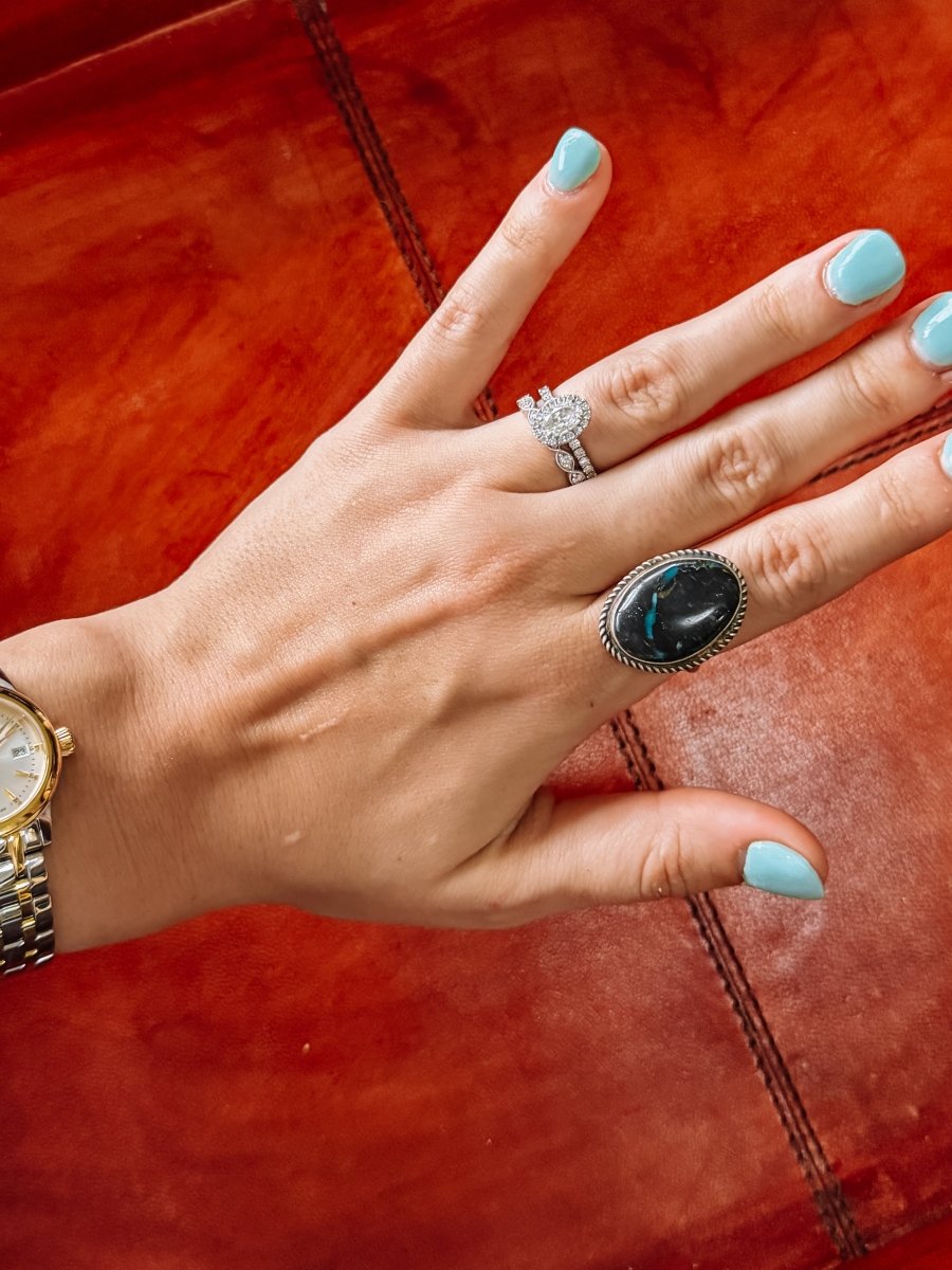 Gadsden Blue Moon Turquoise Adjustable Ring - Horseshoe J & Co.