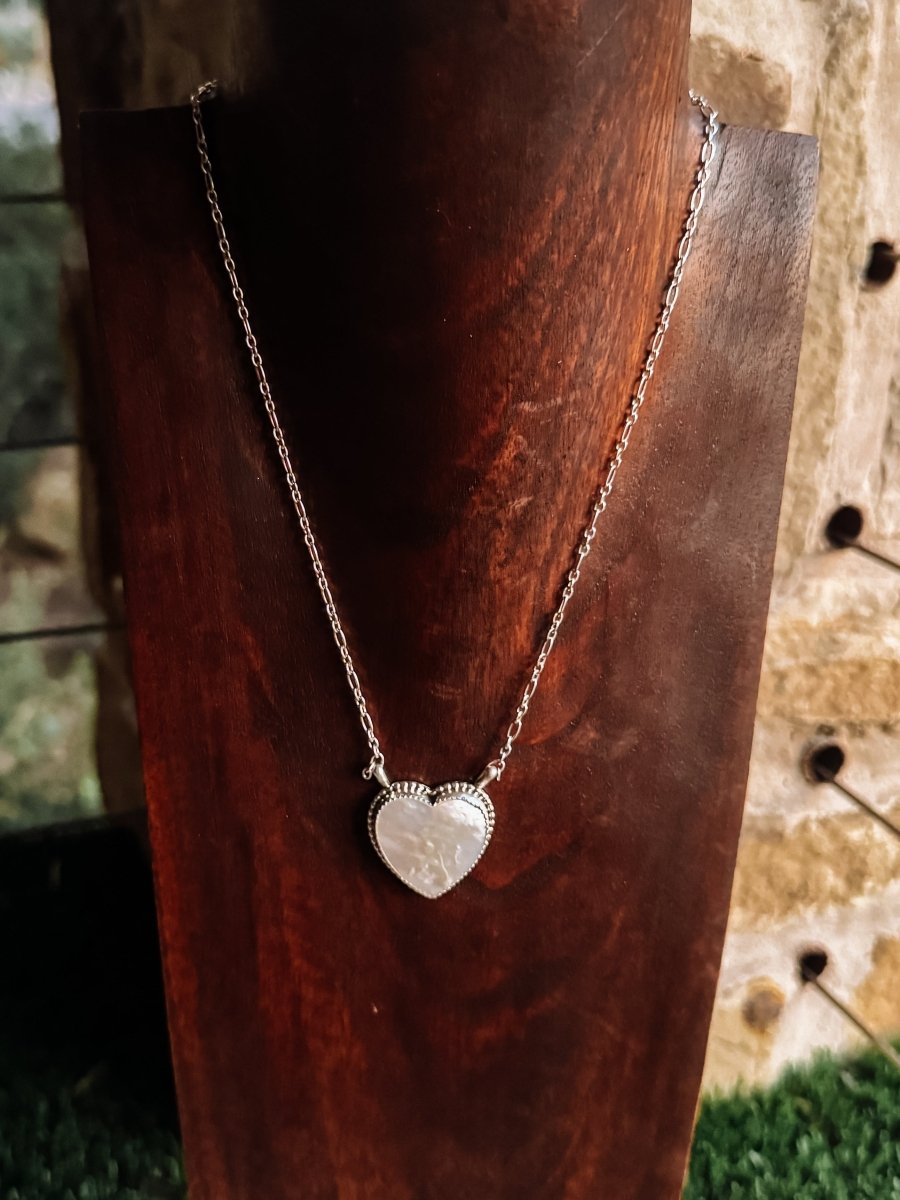Gruver Mother of Pearl Heart Necklace - Horseshoe J & Co.