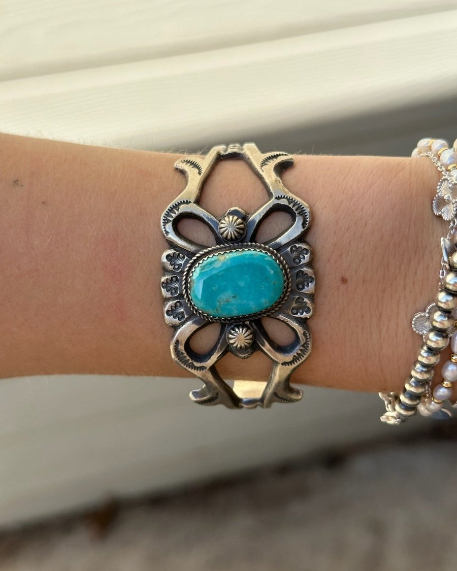 Hereford Cast Turquoise Cuff Bracelet - Horseshoe J & Co.