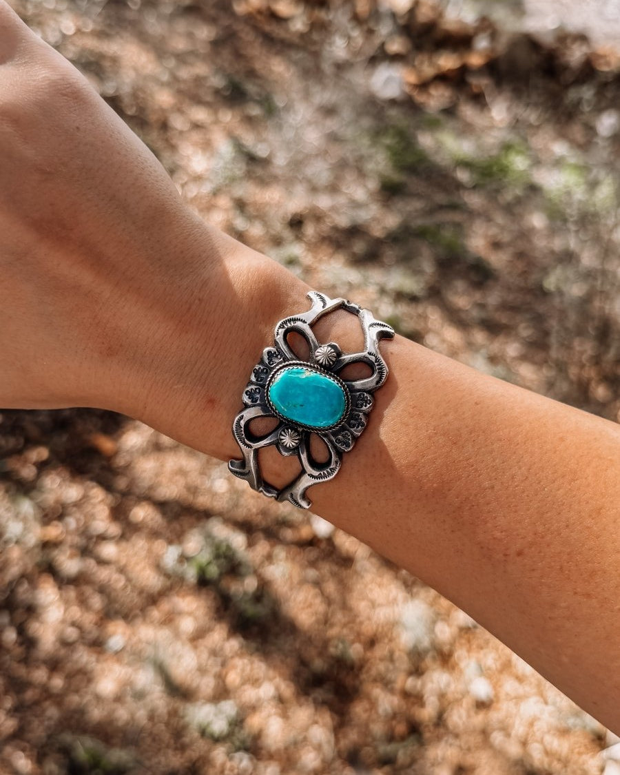 Hereford Cast Turquoise Cuff Bracelet - Horseshoe J & Co.