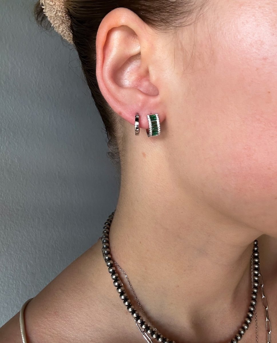 Joplin Emerald Baguette Hoops - Horseshoe J & Co.