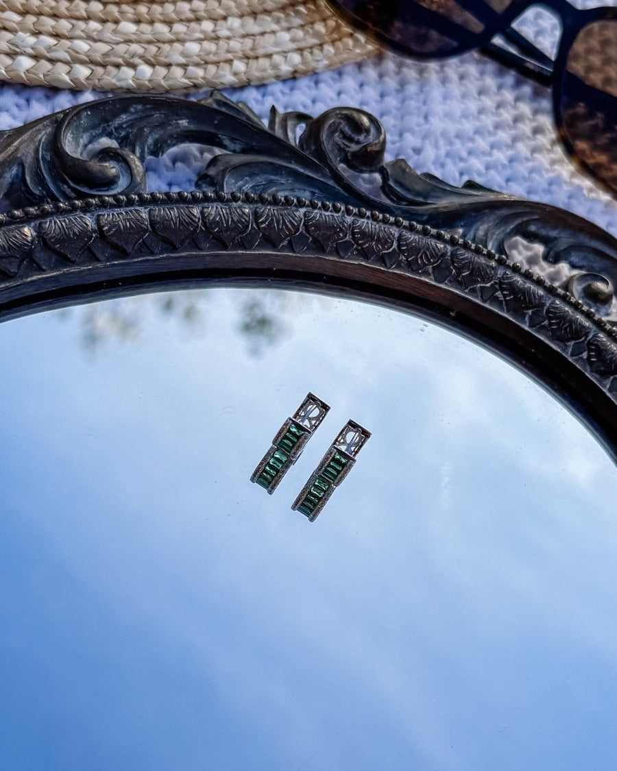 Joplin Emerald Baguette Hoops - Horseshoe J & Co.
