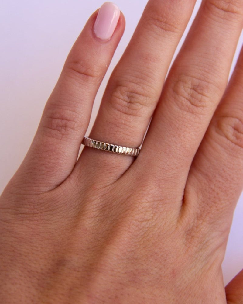 Kirby Silver Textured Ring - Horseshoe J & Co.