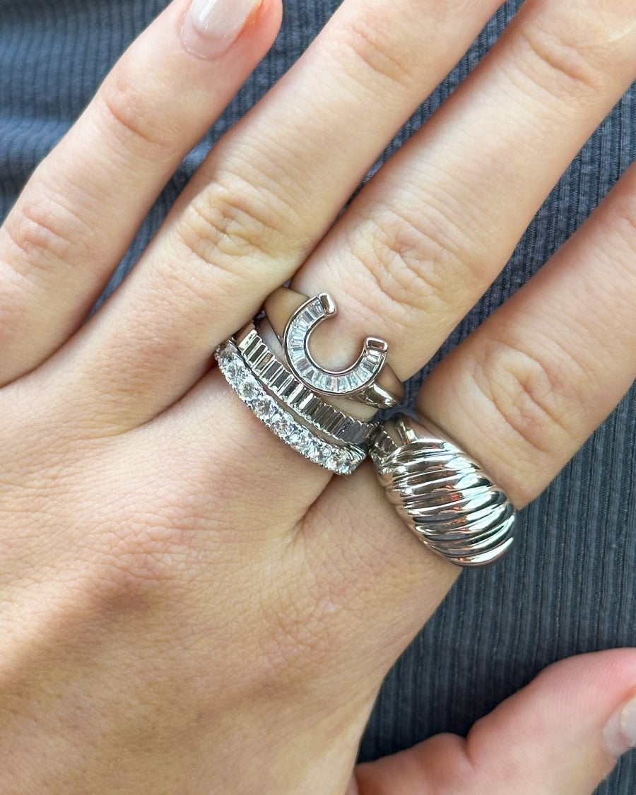 Kirby Silver Textured Ring - Horseshoe J & Co.
