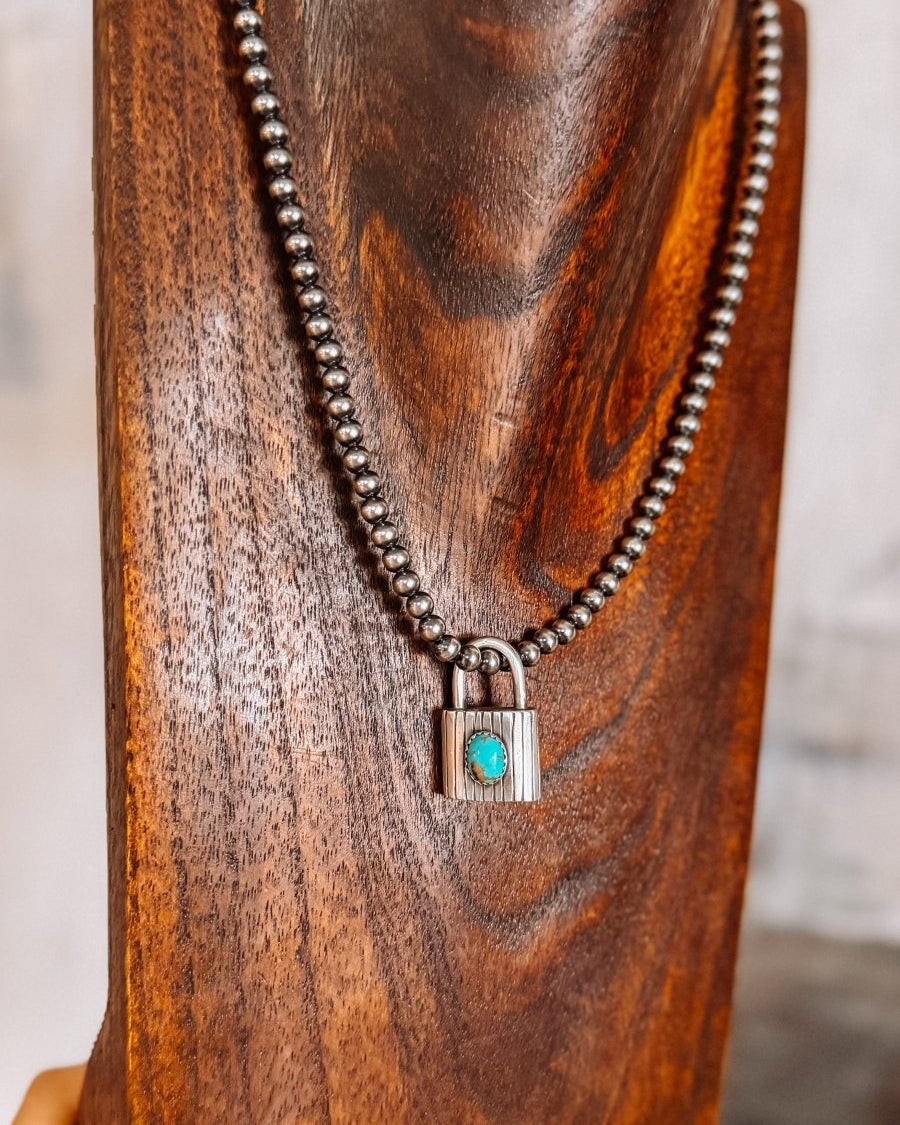 Lamar Turquoise Locket Necklace Pendant - Horseshoe J & Co.