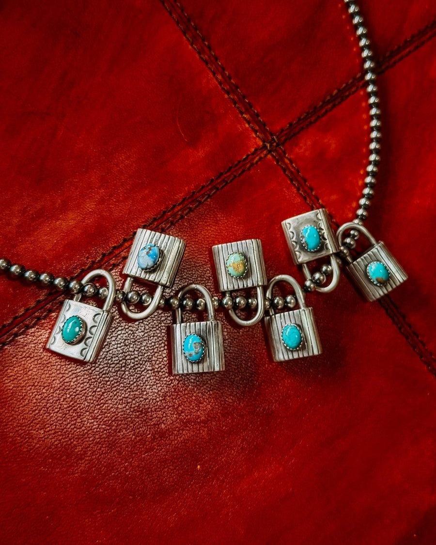 Lamar Turquoise Locket Necklace Pendant - Horseshoe J & Co.