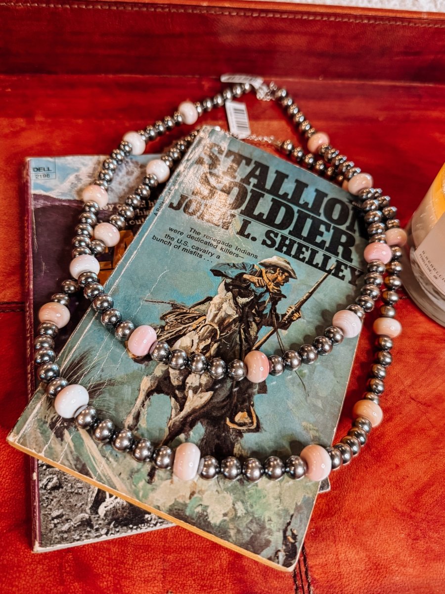 Lasso Pink Conch 8mm Pearl Necklace - Horseshoe J & Co.