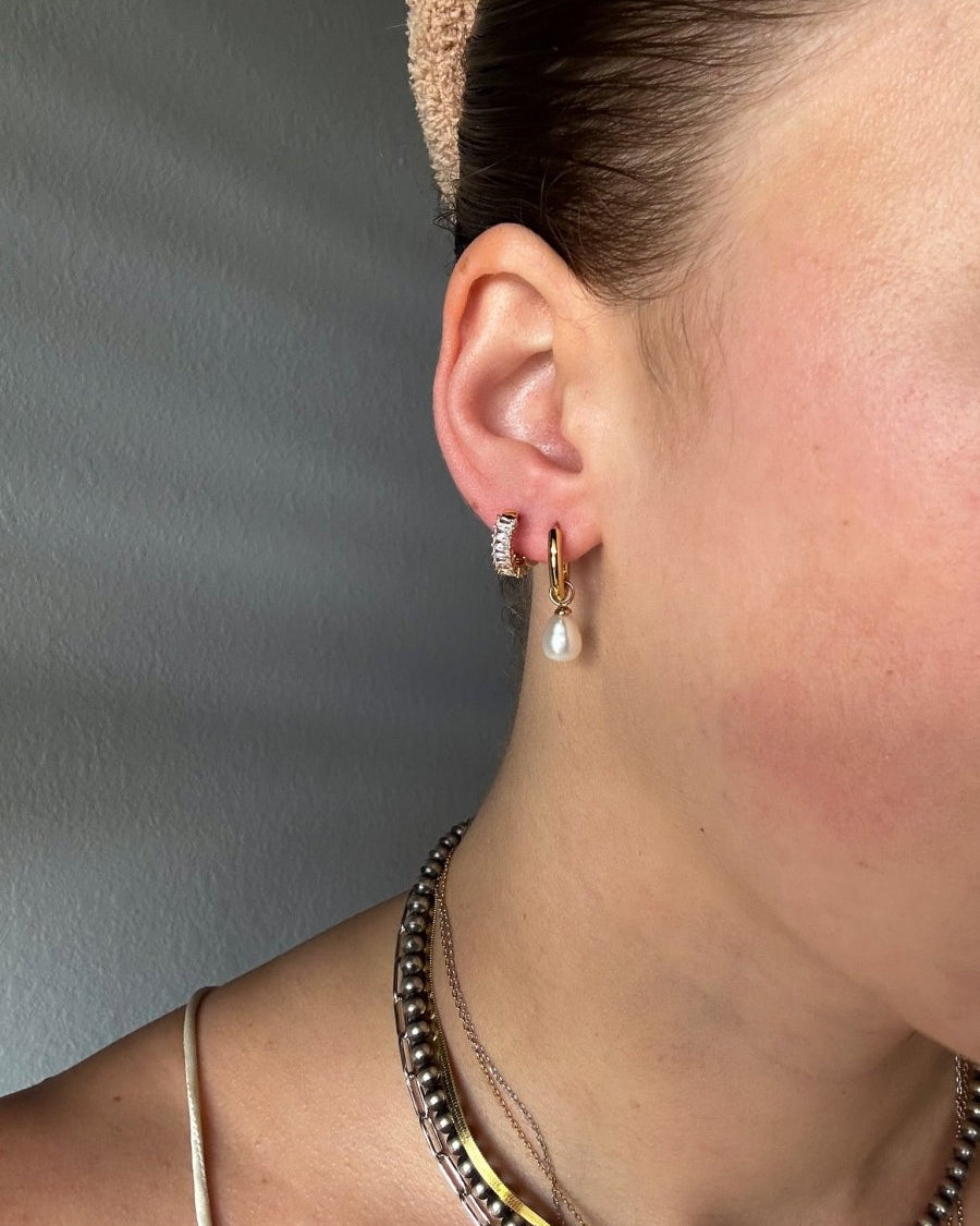 Laurel Gold Plated Baguette Hoops - Horseshoe J & Co.